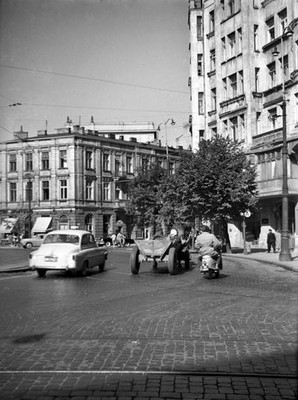 Poland Warsaw Various vehicles on a square September 1960 Old Photo