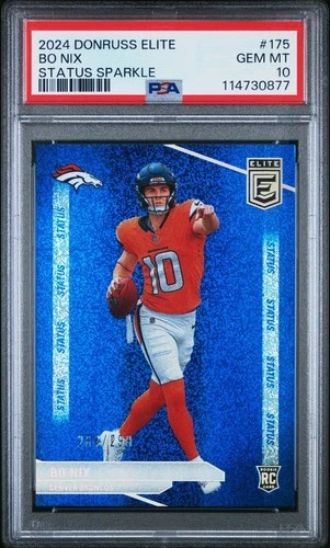 2024 Panini Donruss Elite Bo Nix Status Sparkle /299 Rookie #175 PSA 10 Gem