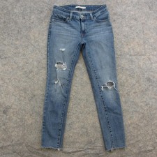 Levi's 711 Skinny Jeans Womens 26 Blue Wash Mid Rise Distressed Stretch Denim