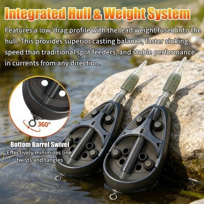 Feeder Style Bait Container with Weighted Base and Non Interior Coating