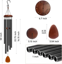 Wind Chimes for Outside Deep Tone, 50 inch Large Wind Chimes, 6 Heavy Duty Tubes