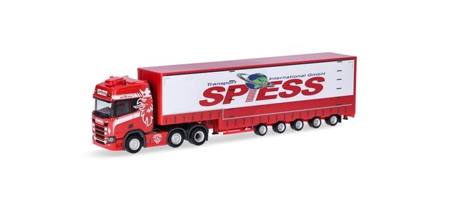 Herpa 317016 - 1:87 Scania Cr 20 HD 6x2 Volumenplanen-Sattelzug 5a "" Spiess ""