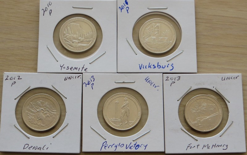 5-2010p-2013p National Park Quarters 12P1-5 Uncirculated Quarters see list!
