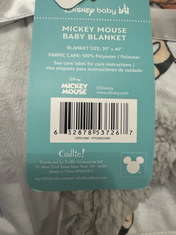 Disney Manta Bebé Mickey Mouse Santa Blanco Sherpa Navidad Vacaciones 30x40 Nuevo Foto 4 de 4