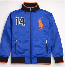 Polo Ralph Lauren Boys Size 4 Blue Track Jacket Big Pony 14 Full Zip Youth