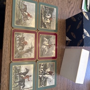 Late 20th Century Vintage Lady Clare Fox Hunt Beverage Coasters 