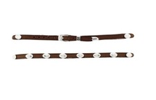 M F Western Men's Concho Embellished Leather Hat Band Brown 