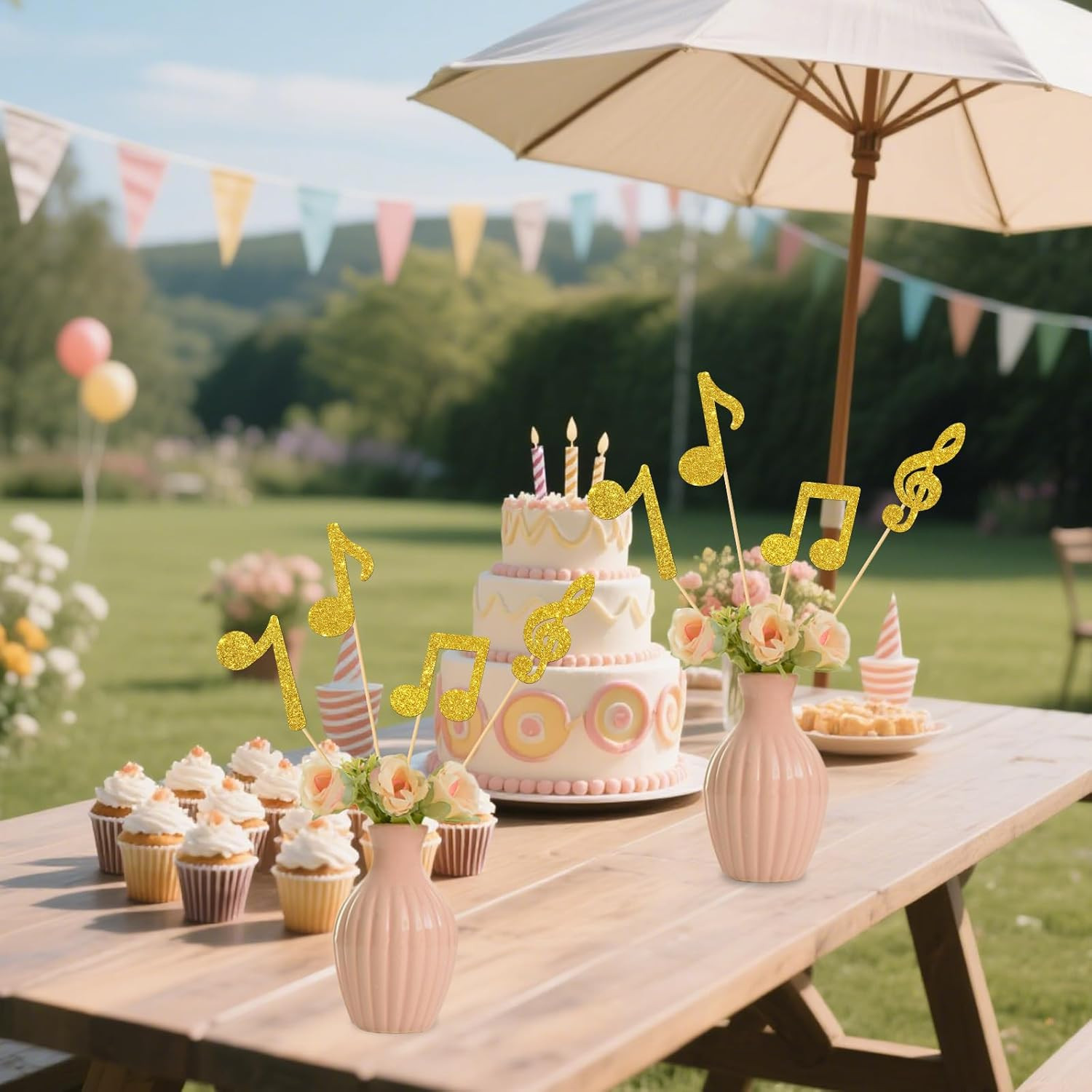 Music Notes Centerpiece Sticks - Music Concert Themed Centerpieces - Wedding Eng