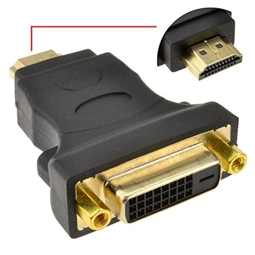 DVI Female Socket to HDMI Male Plug Adapter GOLD  - UK - Image 4 of 4