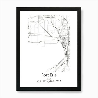 Fort Erie, Kanada minimalistische Karte Kunst gerahmtes Wandbild Poster Leinwanddruck Bild