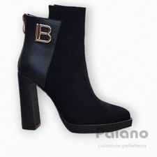 Laura Biagiotti 8369 tronchetto nero camoscio e pelle tacco alto