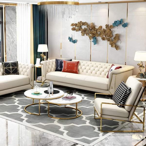 Sofa Chesterfield Couch Polster Sitz 3+2 Sitzer Garnitur Design Couchen Sofas-image