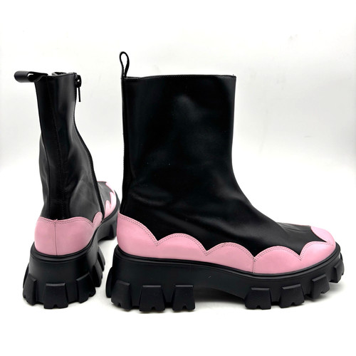 NEW Deadstock RAYE Crossroad Black Pink Leather Lug Sole Zip Boots 7 MSRP $275