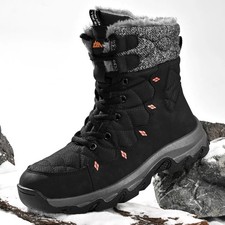 Men Winter Snow Boots Super Warm Hiking Shoes High Top Sneakers Waterproof Black