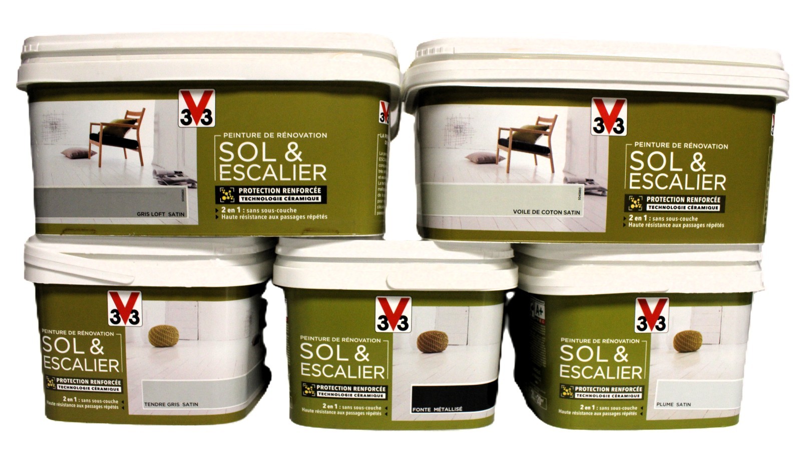 Peinture V33 Rénovation Sol et Escalier 2L Gris Anthracite pour bois et carrelage