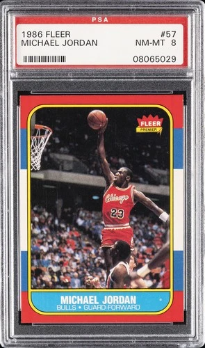 1986 FLEER #57 MICHAEL JORDAN ROOKIE RC PSA 8