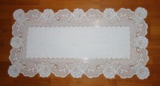 White Lace Floral Roses Table Runner Doily 24" Wide x 45" Long NWOT