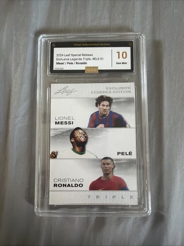 2024 Leaf Special Release Messi Pele Ronaldo Gas Gem 10