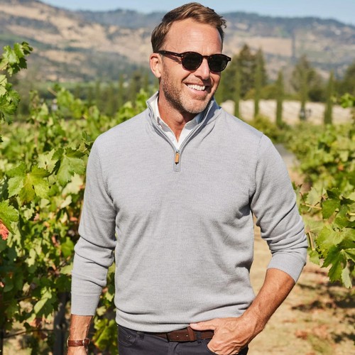Kragen & Co Pullover Herren mittelgrau 1/4 Reißverschluss Merinowolle Kaschmir Touch NEU - Bild 2 von 8