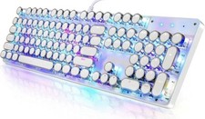 TROCHIN RGB Typewriter Mechanical Keyboard 104 Keys Retro Wired White