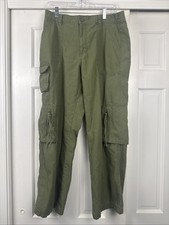 Aeropostale Women's Green Utility Cargo Pants Medium Wide Leg Grunge Granola
