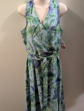 Fully Lined 1990s Tea Dress With Sheer Fabric Over Acetate, Belted With Zip
