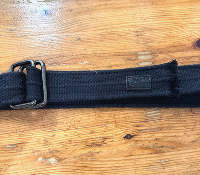Affliction Men Belt Black Double D Ring Canvas Fabric Cloth 48''