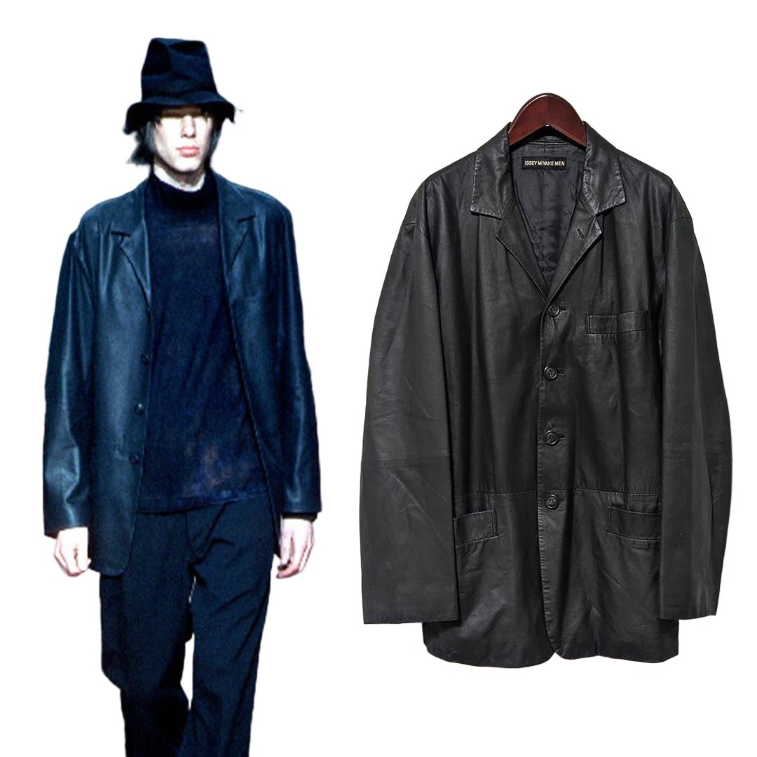 ジャケット・アウター 99AW ISSEY MIYAKE MEN Leather Jacket Issey Miyake Men Leather Jacket 99AW Men's Black Basic Outerwear
