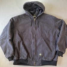 Berne Apparel Jobsite12 Hooded Work Jacket Black Faded Duck Canvas Mens 2XL