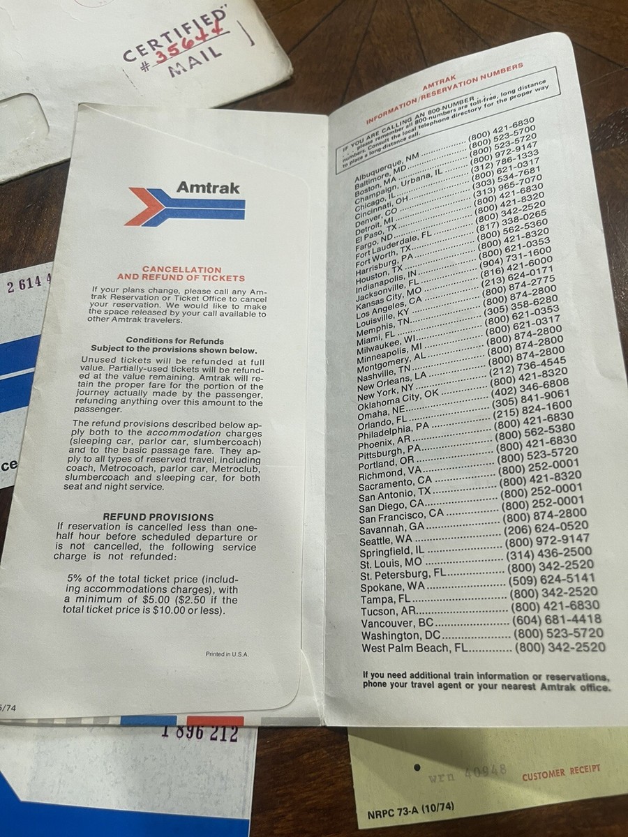 Amtrak boarding ticket and stubs Envelope 1974 | eBay