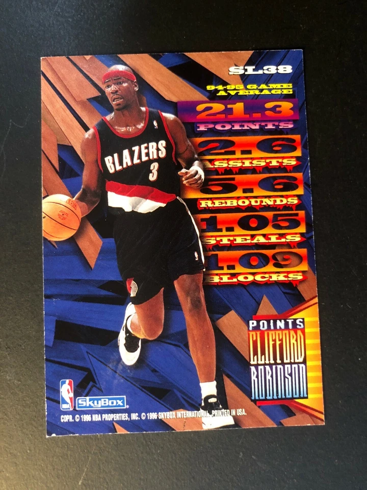 1996 CLIFFORD ROBINSON SkyBox Basketball Card  # SL38 Made in USA - Image 4 of 4