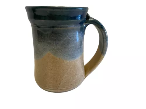 Coffee Mug 1986 Art Pottery Stoneware Cup Signed Rusty 4 1/2 Inch Tall Vintage