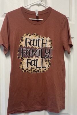 Canvas Faith, Family, Fall T Shirt Womens M Rust Brown