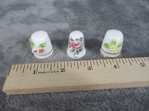 Napcoware Staffordshire Thimble Floral Bone China Gold Trim Decorative 3 Piece