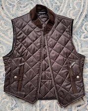 Macintosh Scotland Womens Brown Quilted Vest Sz M Corduroy Trim