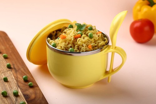 Maggi Noodles Soup Bowl with Spoon Airtight Leakproof Lid Pack of 1 - Picture 18 of 22