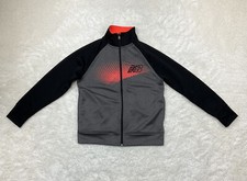 New Balance Youth Boys Size M 10/12 Gray Black Track Jacket Zip Up Logo