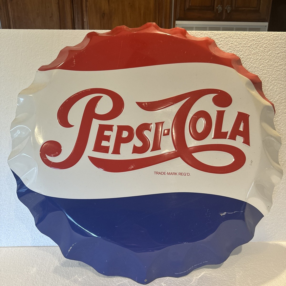 Vintage Large Embossed Pepsi Cola Bottle Cap 26.5” Metal