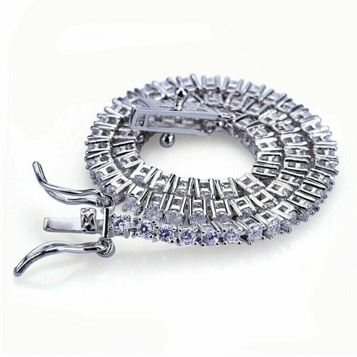 7Ct Round Cut Diamond Womens Tennis Bracelet Solid 14K White Gold Over 7.25 inch - Picture 5 of 5