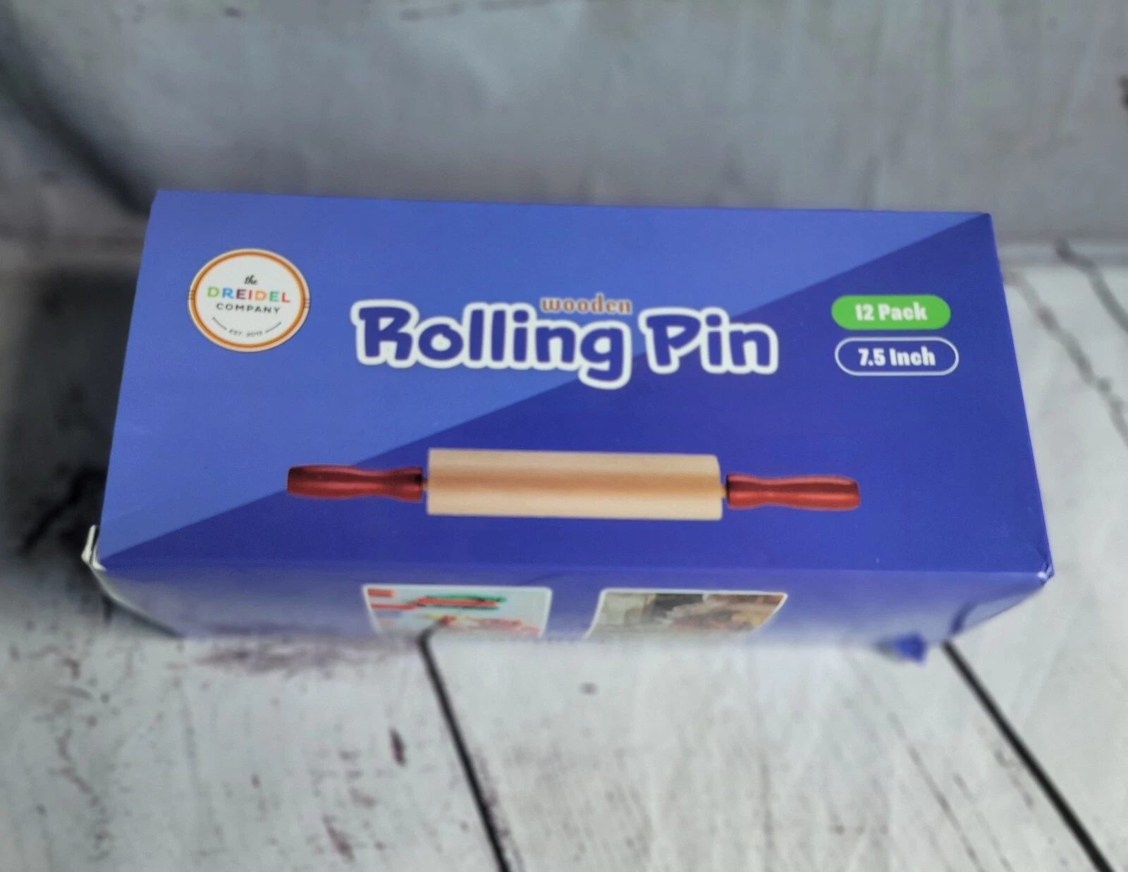 Lot of 12 Kids Wooden Mini Rolling Pins with Red Handles - New