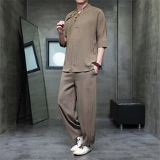 Mens Tracksuit 2-Piece Set Short Sleeve T Shirt Pants Sweatsuit Outfit Set