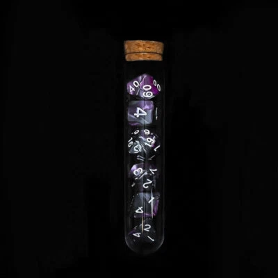 BIG BAD EVIL GAMES 7-teiliges Polyederwürfelset mit Fantasietrank Reagenzglas & Kork | Betrachter (rein...