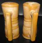 Vintage FRANKOMA Pottery Kitchen Salt Pepper Shaker Set With Handles Brown — photo 2