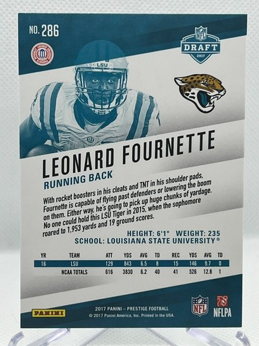 Leonard Fournette RC 2017 Panini Prestige Fútbol #286 Novato - Imagen 2 de 2