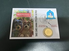 (598)  8-3-25 - Bluey & Cyclone Alfred in QLD (Bluey coin + Xmas stamp) E
