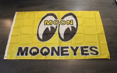 Moon Equipped Banner Flag Auto Parts Mooneyes Racing Garage Mechanic Man Cave