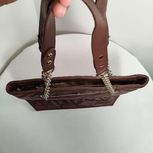 Womens Tote Purse Medium Brown Quilted Leather by Charming Charlie - Picture 15 of 22