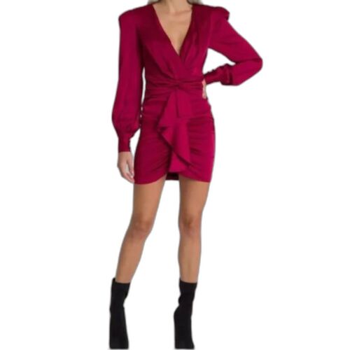 PATBO Red Ruched Mini Dress Size 2 - image 1