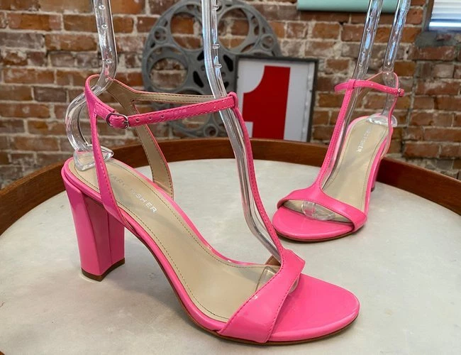 Pink t strap heels sales