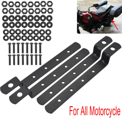 4X Black Motorcycle Hard Trunk Saddle Bags + Mounting bracket for